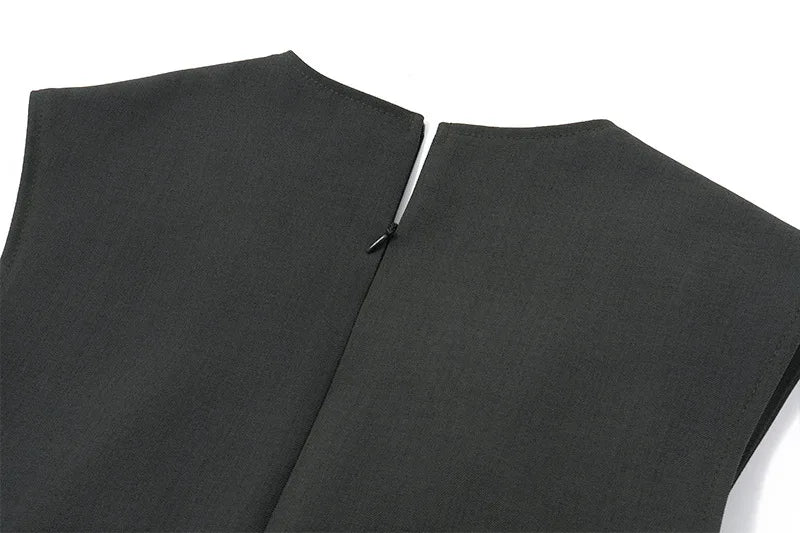 Dress With Deep V Neckline Sleeveless Mini Gray Corset Clubwear Flattering Silhouette Vintage