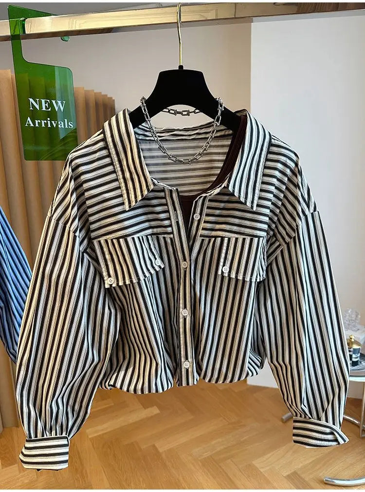 Loose Striped Spliced Lightweight Polyester Tank Top for Women