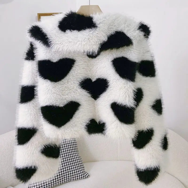 Fur Coat Women's Jacket Navy Collar Love Clothing 2025 Autumn Winter