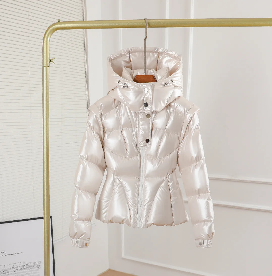 Glossy Hooded Down Jacket