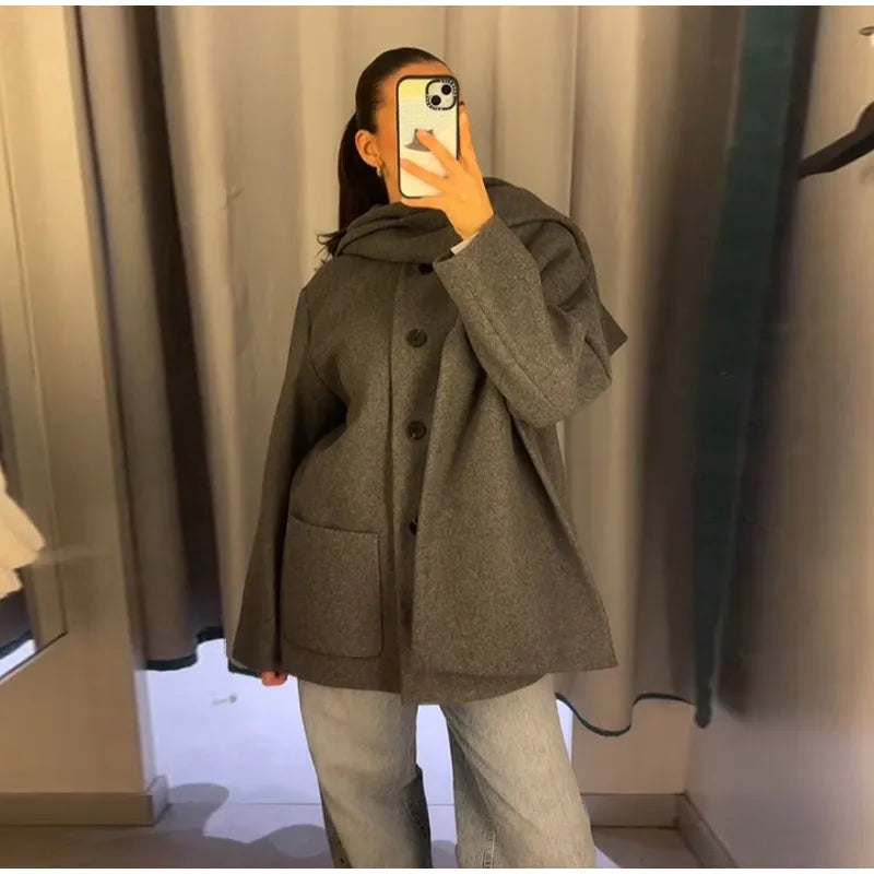 Classic Long Trench Coat With Detachable Scarf for Women