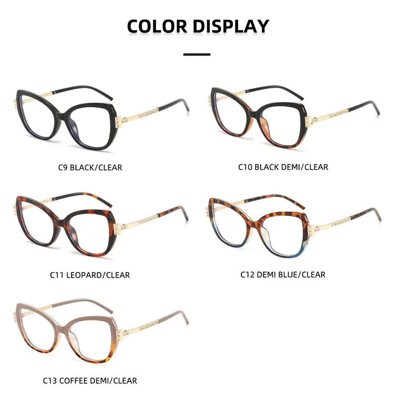Black Cat Eye Rhinestone Anti Blue Light Reading Glasses for Women