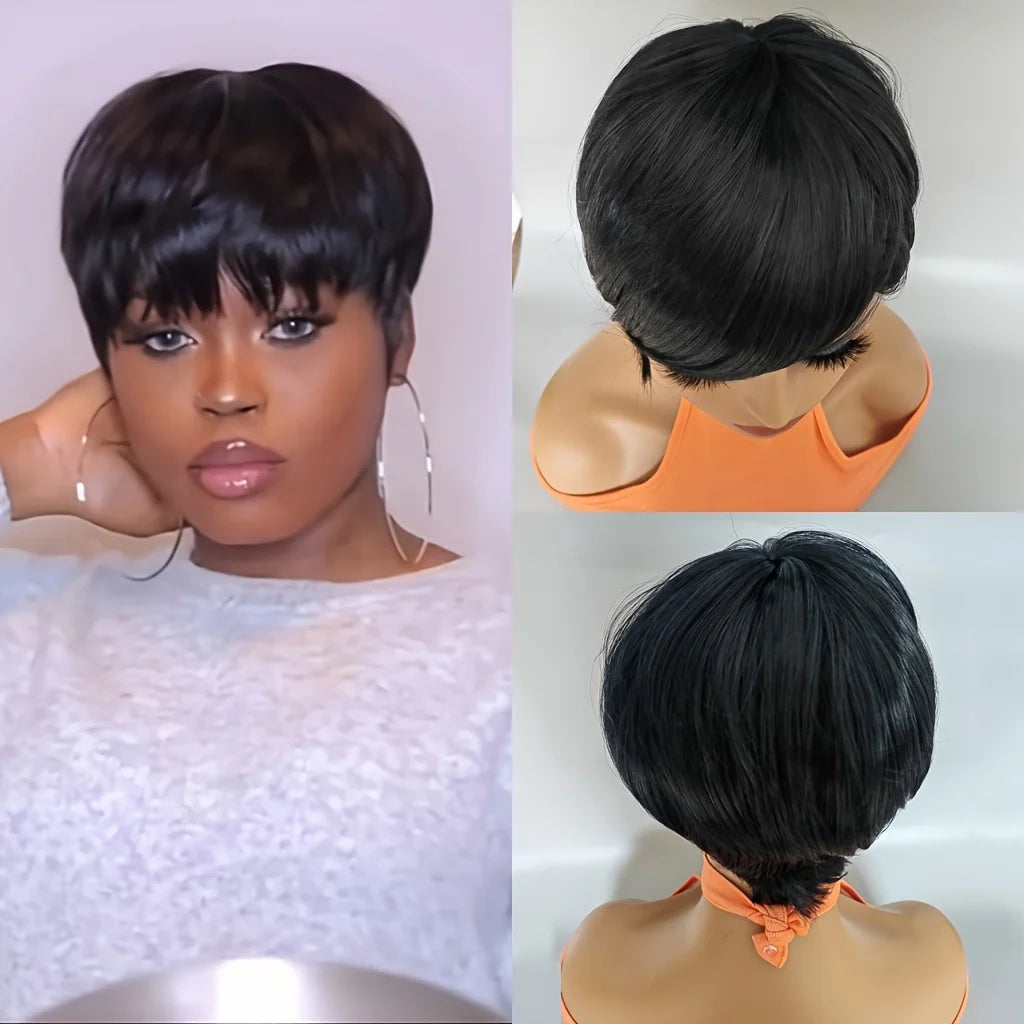 Heat Resistant Wavy Pixie Cut Blond Synthetic Wig for Women