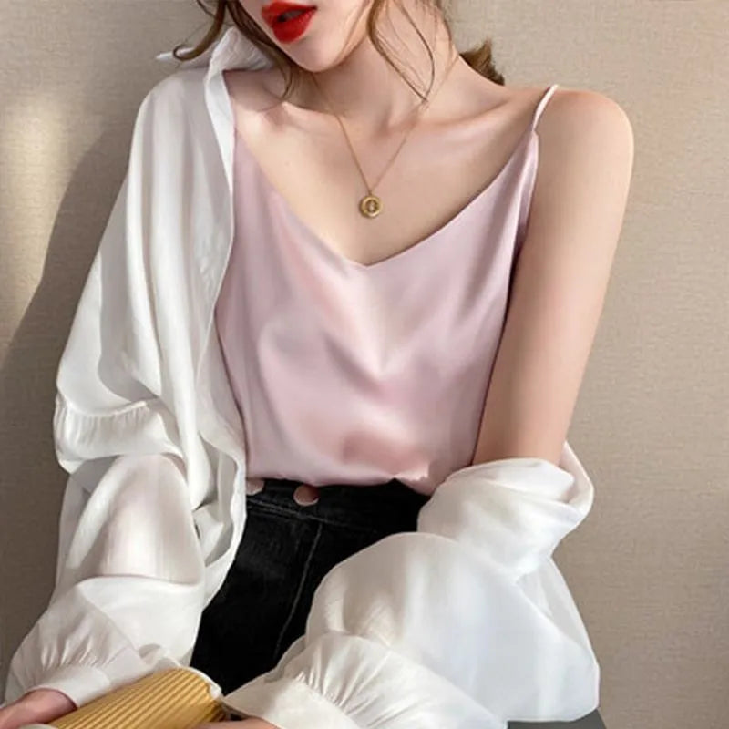 Elegant Satin Halter Neck Sleeveless Crop Top for Women