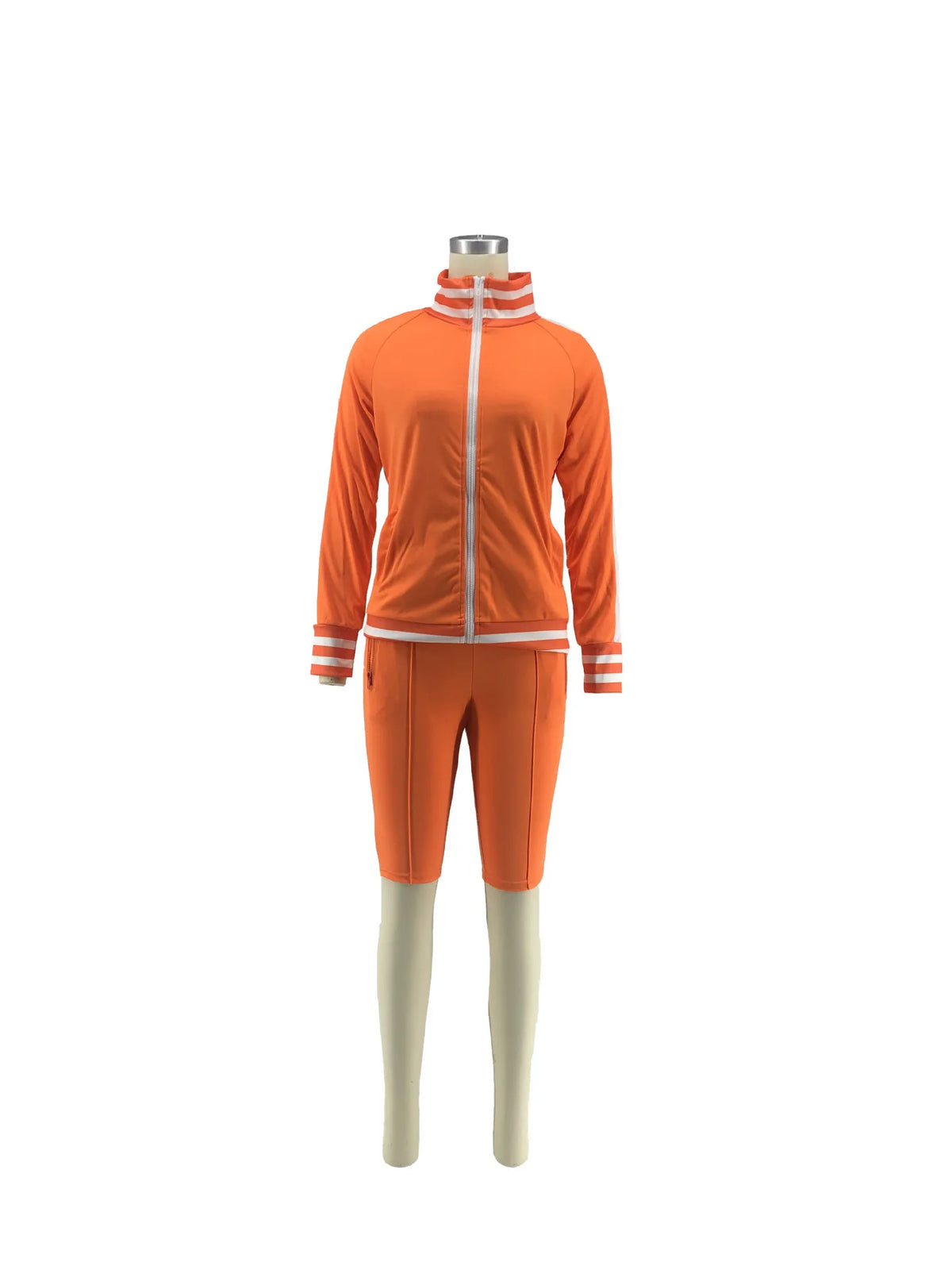 Casual Cold Shoulder Zipper Tracksuit Set for Women