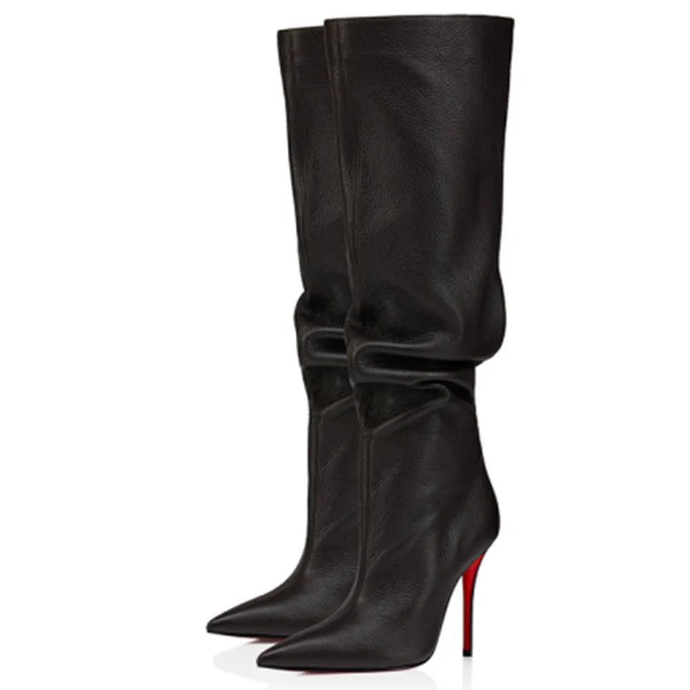 Pointed Toe Slim High Heel Knee High Boots for Women
