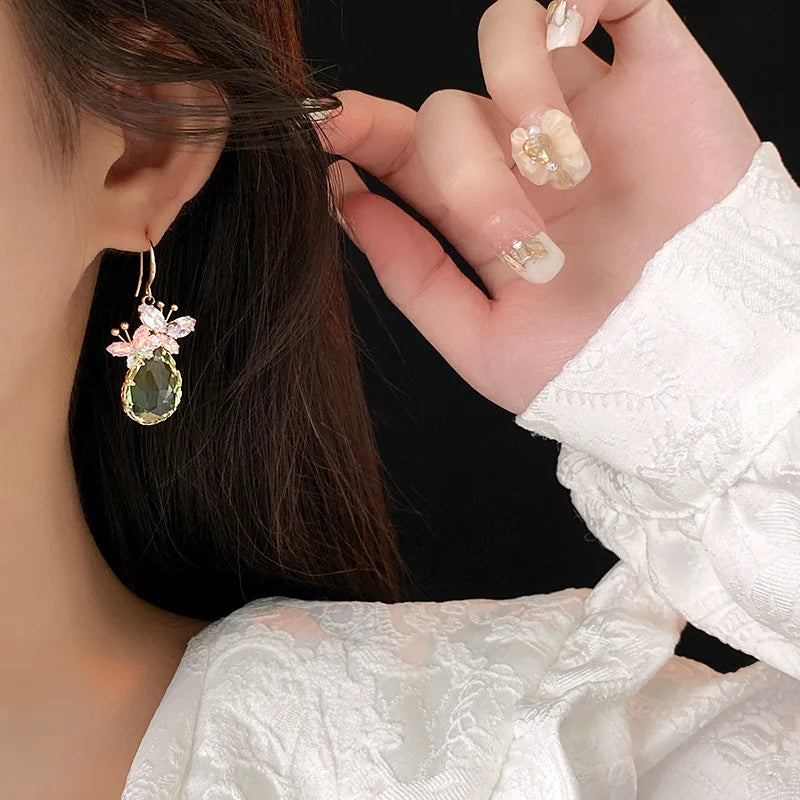 Butterfly Cubic Zirconia Drop Earrings