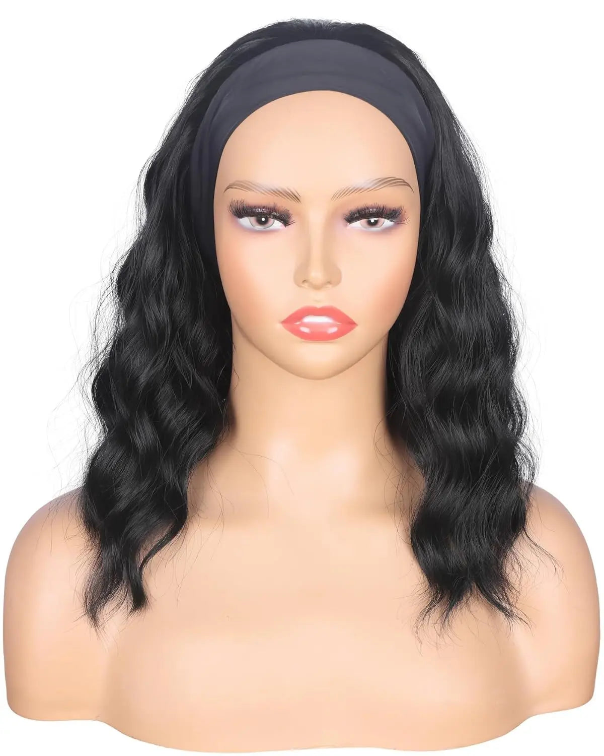 Elegant Gray Short Wavy Synthetic Headband Wig For Women