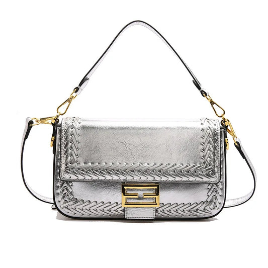 2025 Designer Shoulder Bag Collection - Bamboo Woven Crossbody Saddle Bag, Elegant Top Handle Hobo Purse with Chain Strap