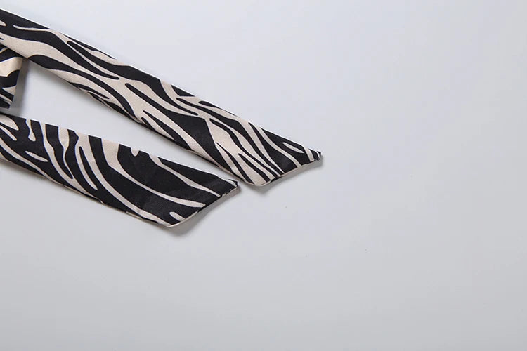 Zebra Striped Bandage Halter Backless Mini Bodycon Dress for Women