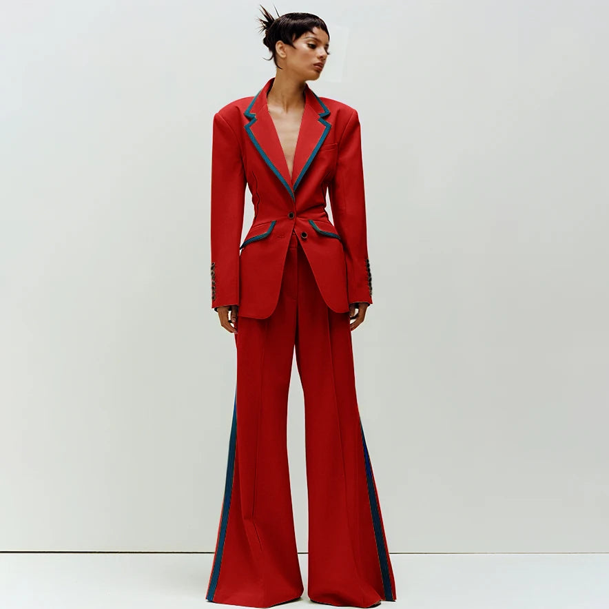 Tailored Notched Collar Two Piece Suit Set For Women