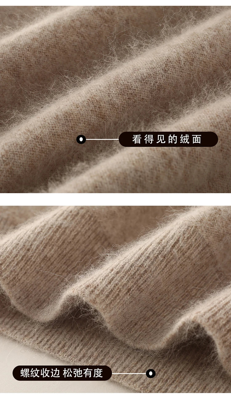 Loose Cashmere Knit Half High Neck Pullover Sweater for Women