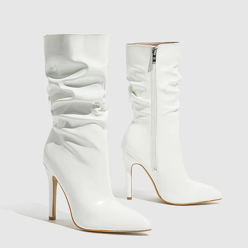 Pointed Toe Stiletto High Heel Mid-Calf Boots for Women