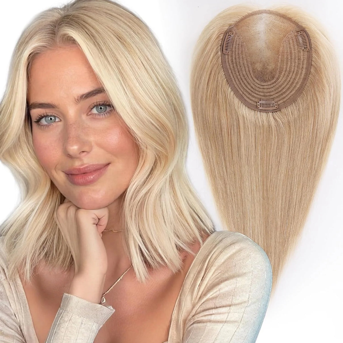 Brown And Blonde Highlighted Lace Front Hair Topper For Women