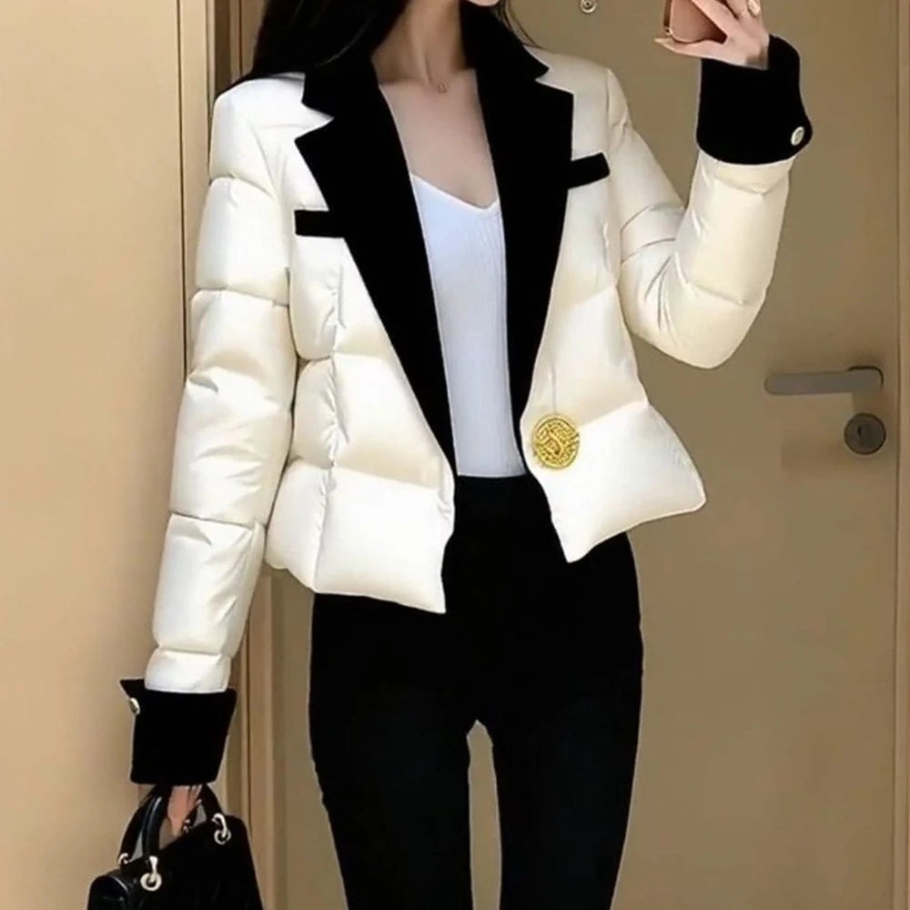 Warm Winter Pink Cotton Jacket With Chic Minimal Design for Women