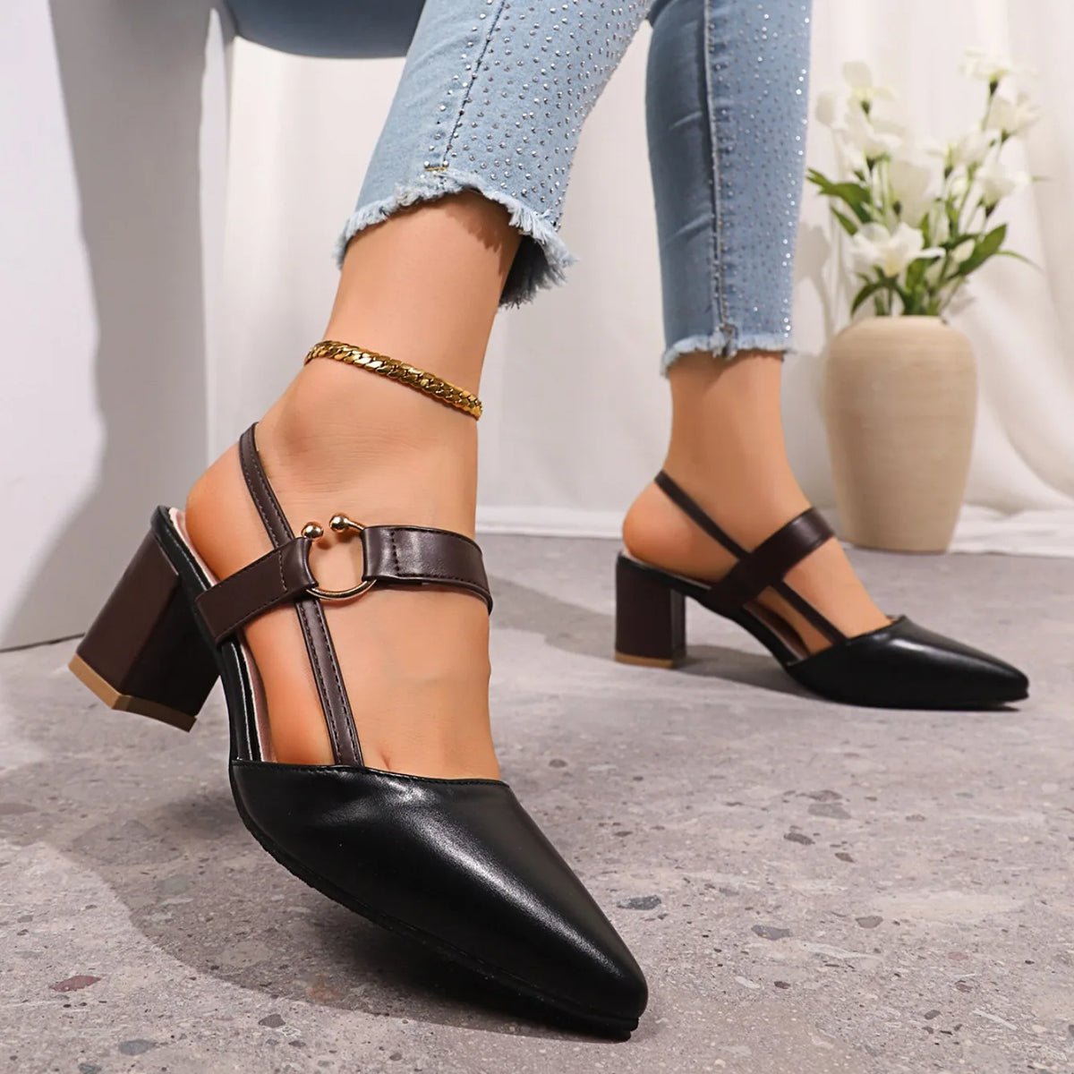 Elegant Pointed Toe Slingback High Heel Sandals for Women