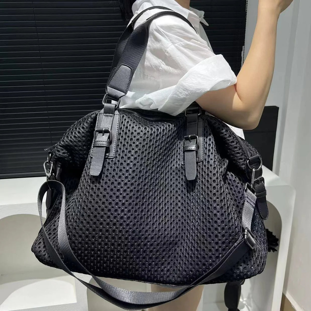 Large Waterproof Nylon Travel Shoulder Bag for Women