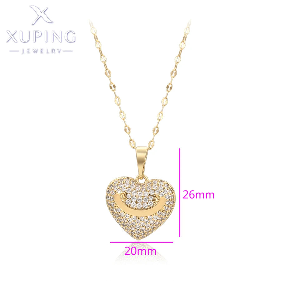 Light Gold Heart Pendant Link Necklace