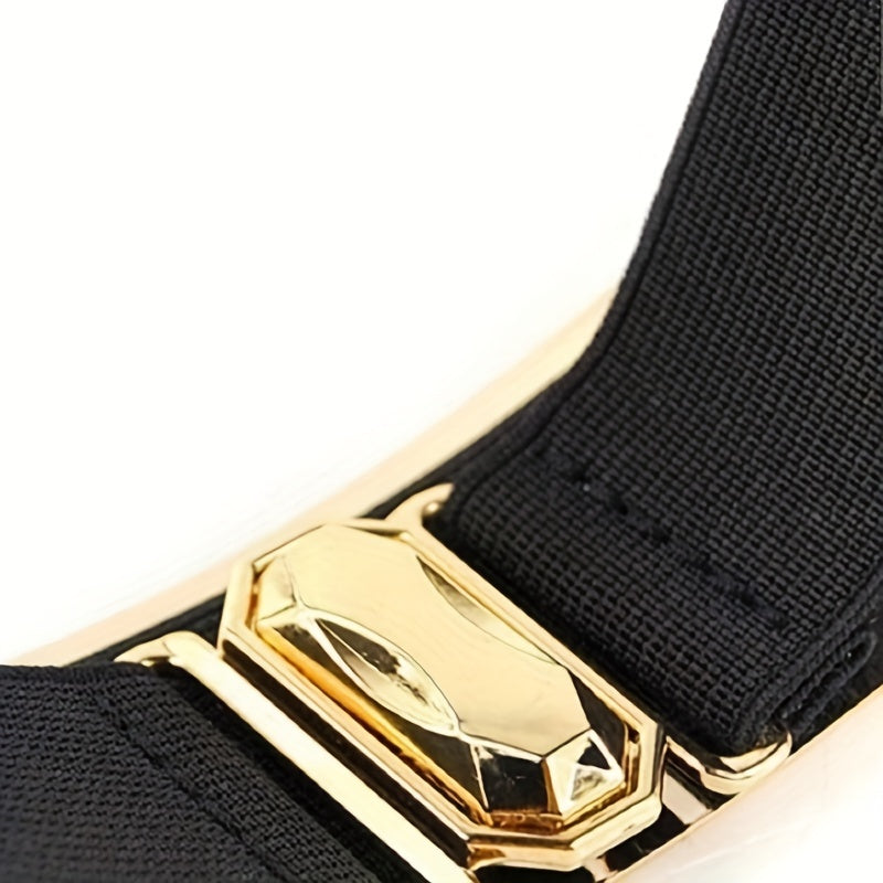 Punk Inspired Metallic Glossy Wide Waist Belt for Women