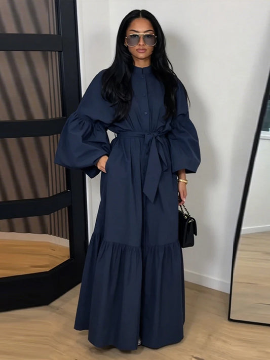 Ankle Length Lantern Sleeve Dress