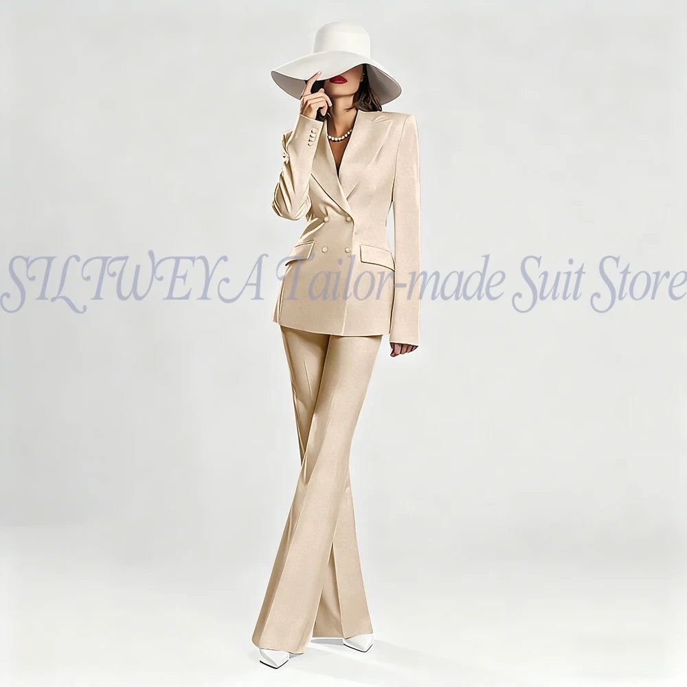 Slim Fit Double Breasted Blazer Suit Set for Women
