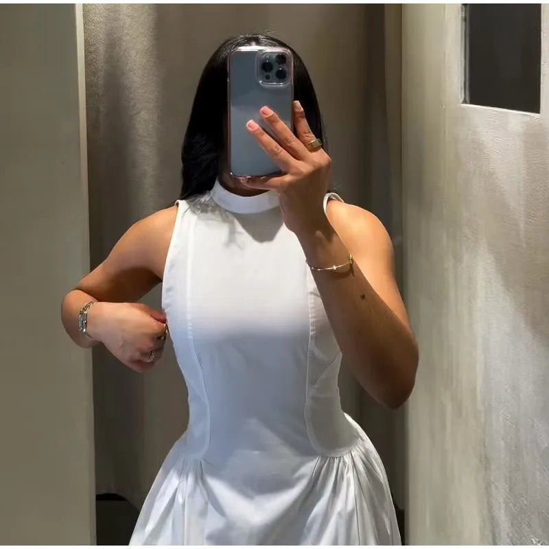 Casual Lace Up Sleeveless Floor-Length Dress for Women