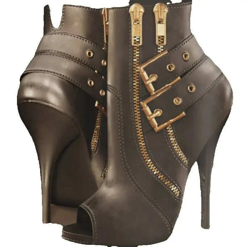 Elegant Peep Toe Buckle High Heel Sandals for Women