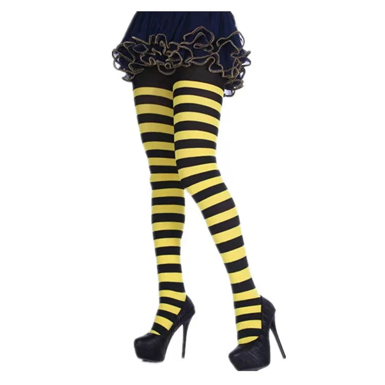 FCCEXIO New Striped Yoga Legging Women Print Goth Style Long Tights Casual Punk Ladies Sport High Waist Workout Elastic Leggings