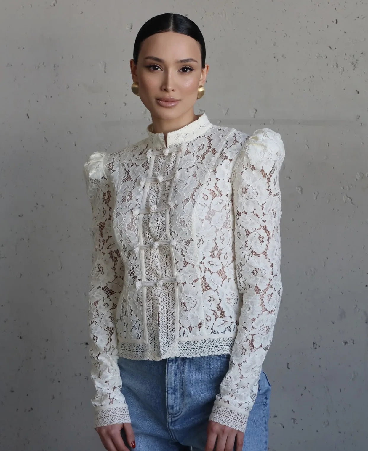 Lace See Through Hollow Out Blouse