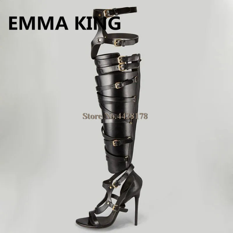 Over The Knee Gladiator Open Toe Sandals for Women