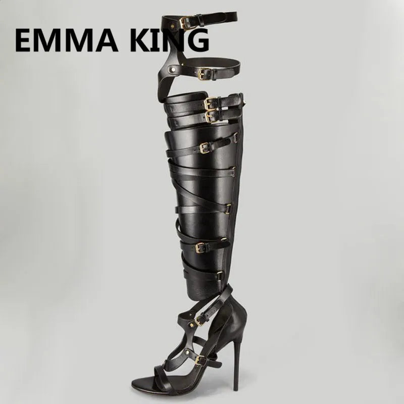 Over The Knee Gladiator Open Toe Sandals for Women