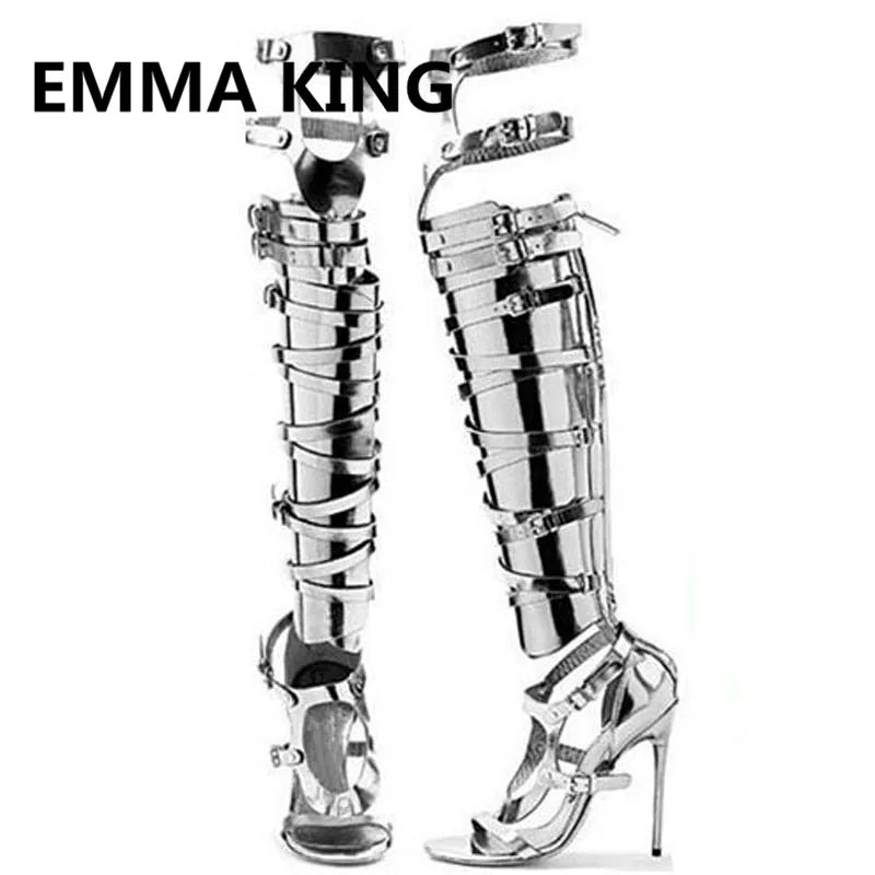 Over The Knee Gladiator Open Toe Sandals for Women