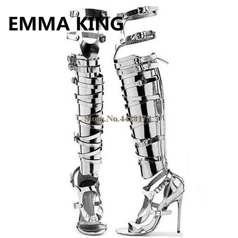Over The Knee Gladiator Open Toe Sandals for Women