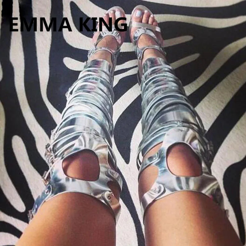 Over The Knee Gladiator Open Toe Sandals for Women