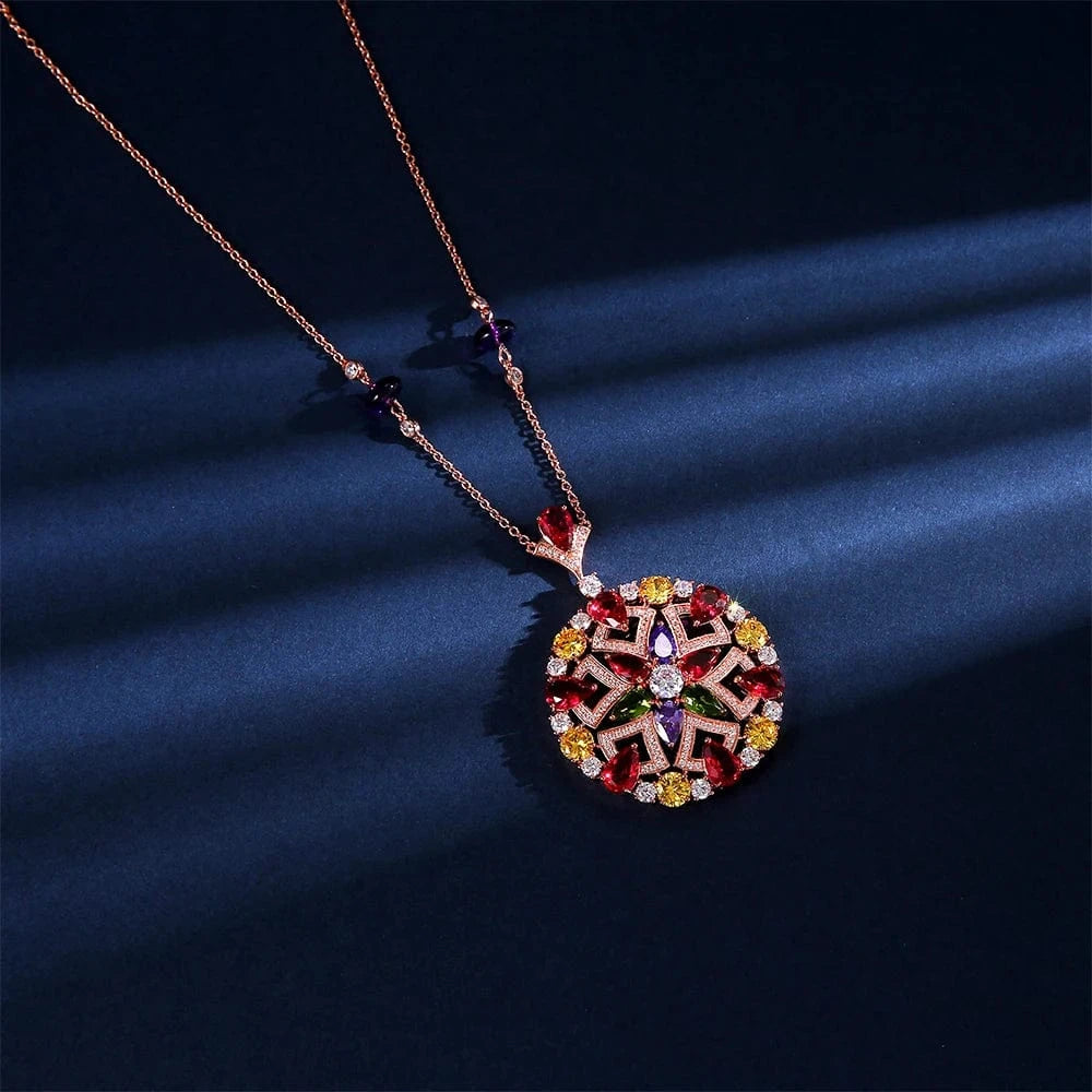 A generation factory sells Caibao zircon suit circular petal necklace ring women's sexy suit jewelry