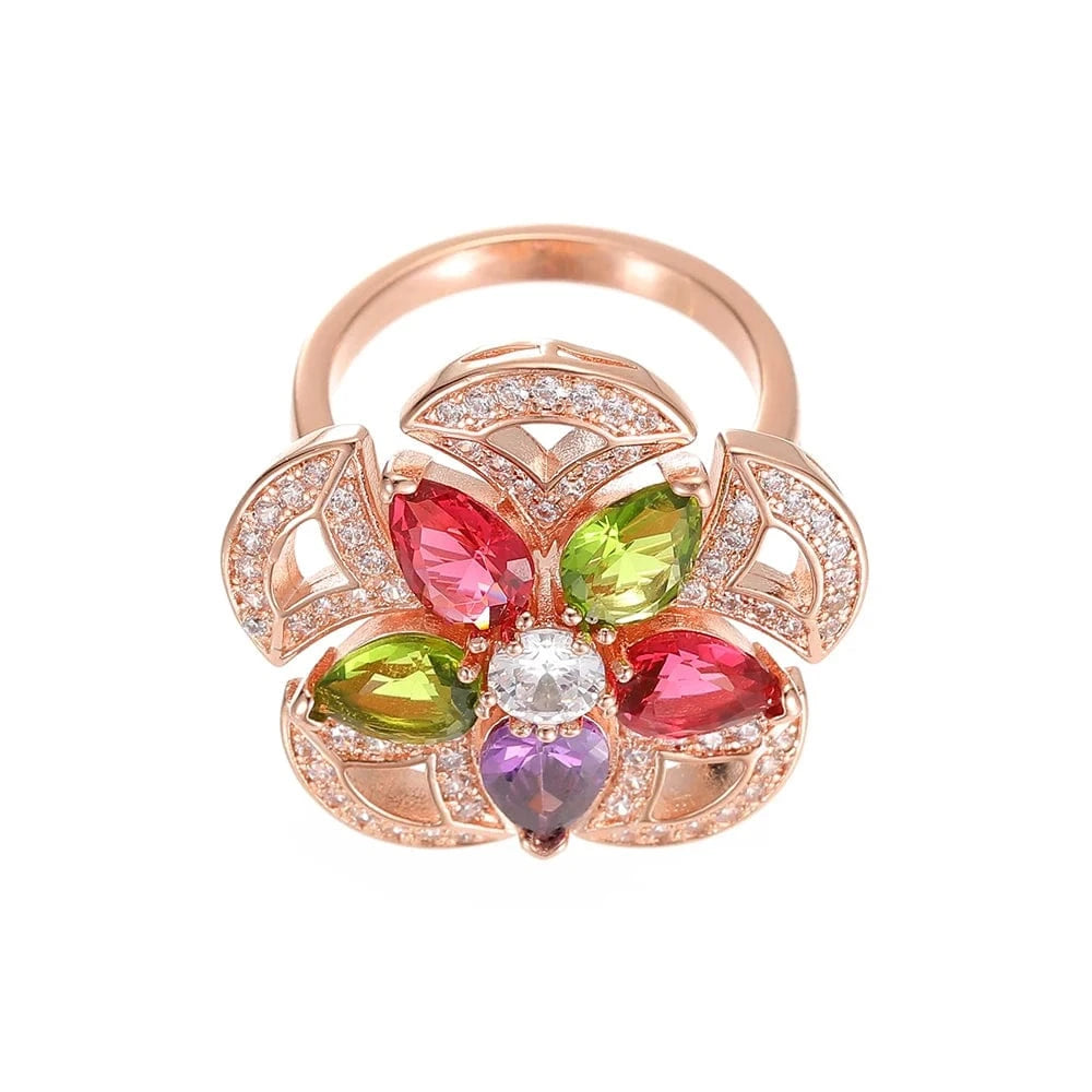 A generation factory sells Caibao zircon suit circular petal necklace ring women's sexy suit jewelry