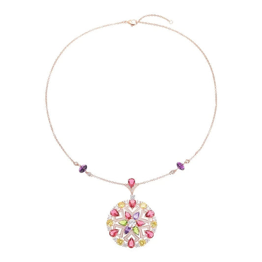A generation factory sells Caibao zircon suit circular petal necklace ring women's sexy suit jewelry
