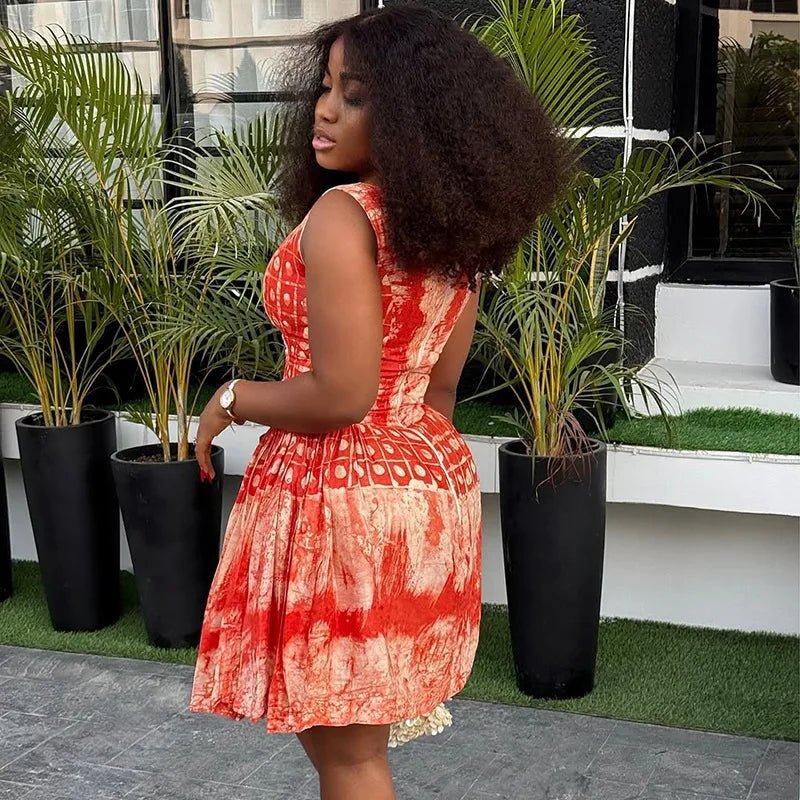 A Line Dress Printed Pattern Sleeveless Hipster Style - SN Wigs & More