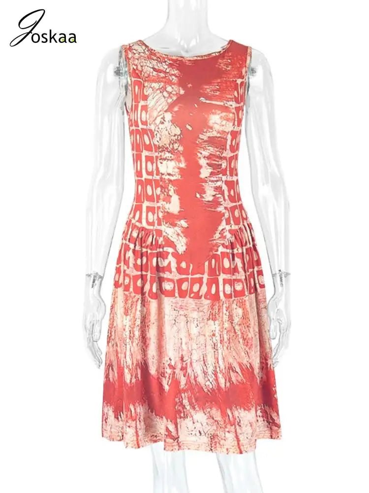 A Line Dress Printed Pattern Sleeveless Hipster Style - SN Wigs & More