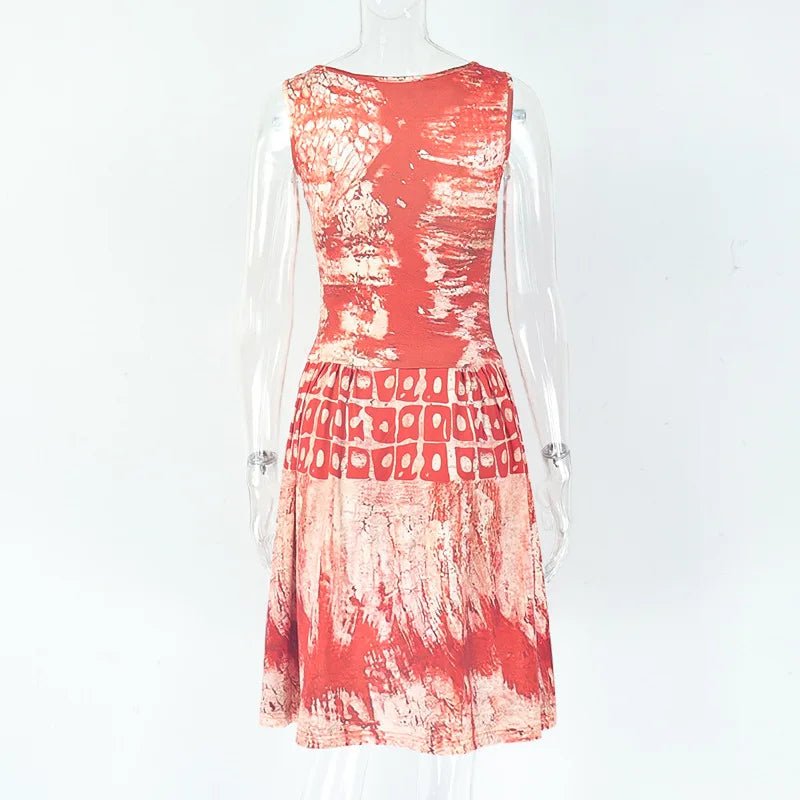 A Line Dress Printed Pattern Sleeveless Hipster Style - SN Wigs & More