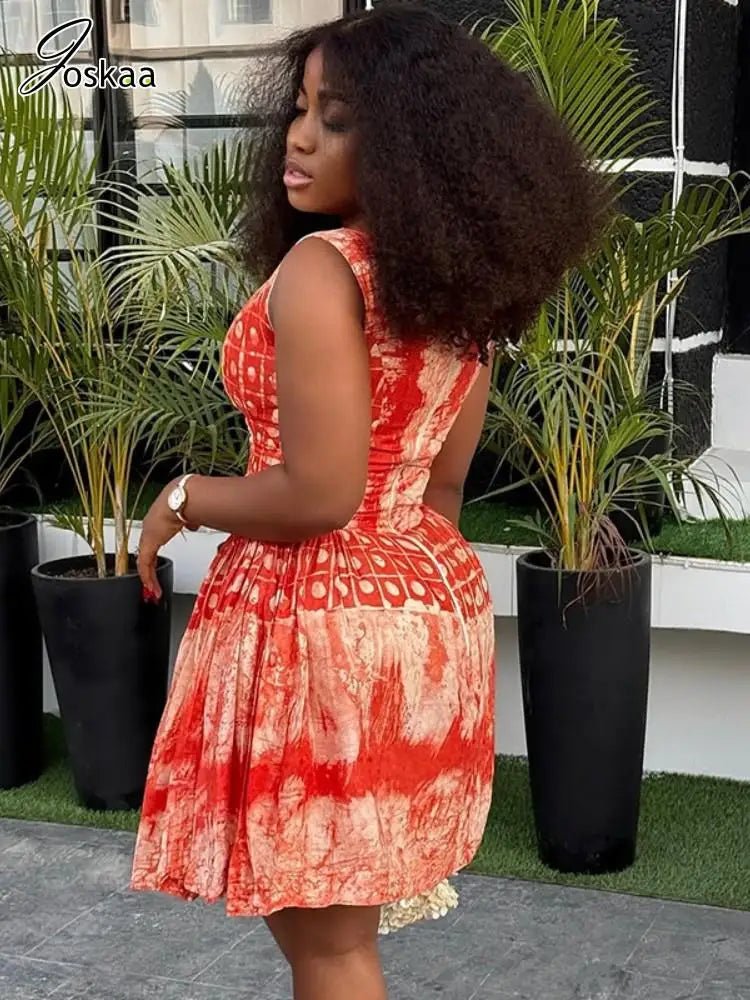 A Line Dress Printed Pattern Sleeveless Hipster Style - SN Wigs & More