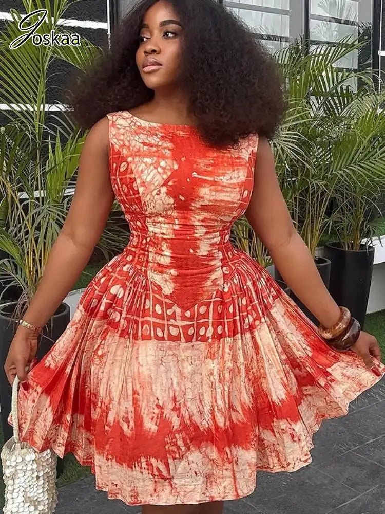 A Line Dress Printed Pattern Sleeveless Hipster Style - SN Wigs & More