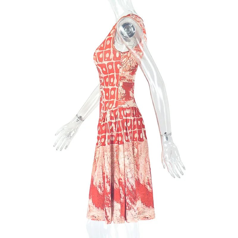 A Line Dress Printed Pattern Sleeveless Hipster Style - SN Wigs & More