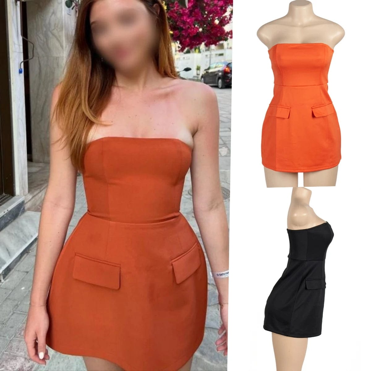 A176DS 2024 Spring New Tube Dress For Women Solid Color Sleeveless Sexy Strapless Mini A-line Dress Women's Fashion Dress