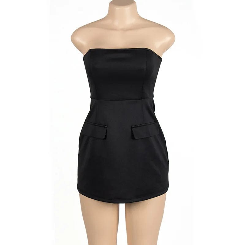 A176DS 2024 Spring New Tube Dress For Women Solid Color Sleeveless Sexy Strapless Mini A-line Dress Women's Fashion Dress