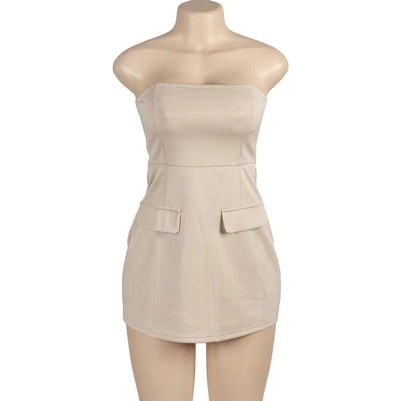 A176DS 2024 Spring New Tube Dress For Women Solid Color Sleeveless Sexy Strapless Mini A-line Dress Women's Fashion Dress