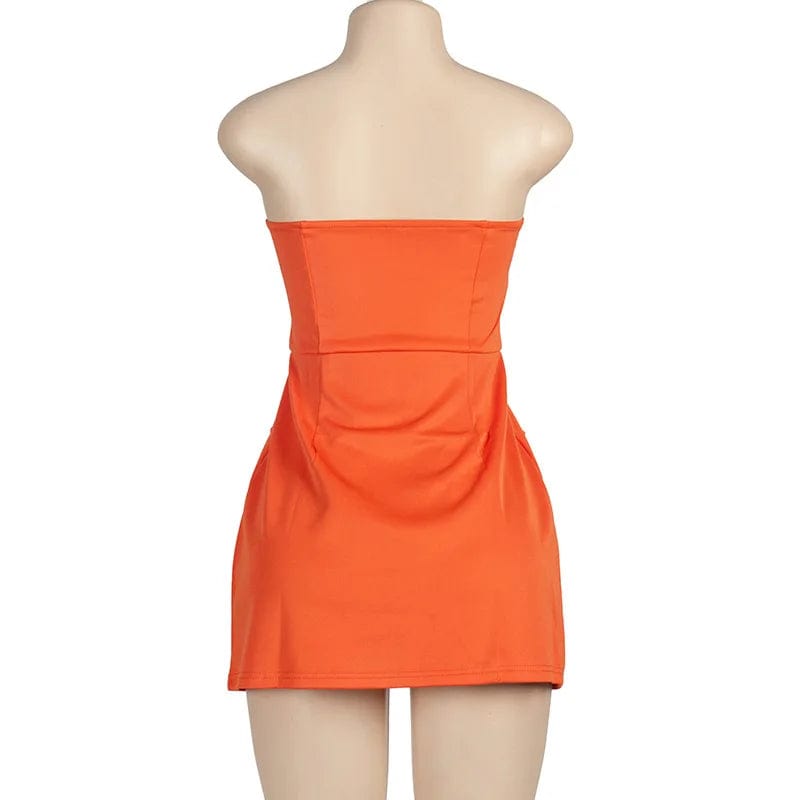 A176DS 2024 Spring New Tube Dress For Women Solid Color Sleeveless Sexy Strapless Mini A-line Dress Women's Fashion Dress