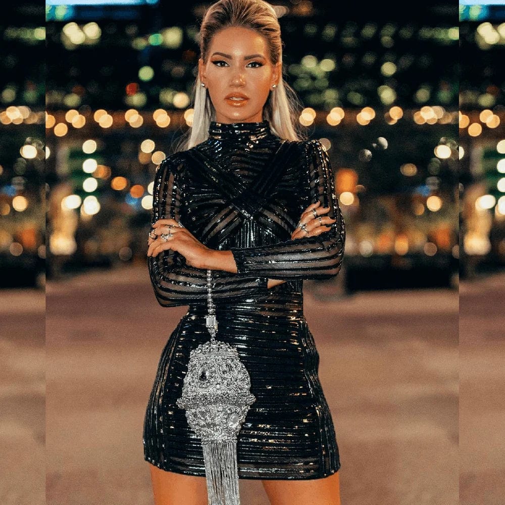 A2526 Bodycon Dress Sexy  Ropa Al Por Mayor Leather See Throught Splice Runway Mini Dress 2024