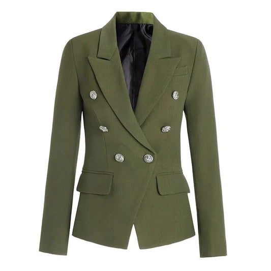 A4754 2024 New Arrivals Army Green Double Breasted Spring Slim Plus Size Coat Ladies Suit