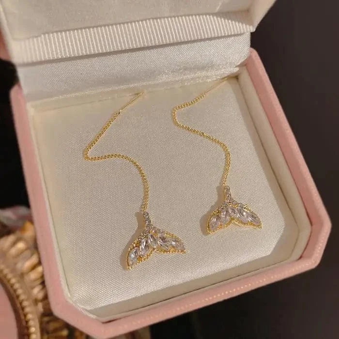 A518 Crystal Long Chain Earrings 925 Silver Needle Butterfly Jewelry Women Fashion Pearl Flower Cluster Earrings